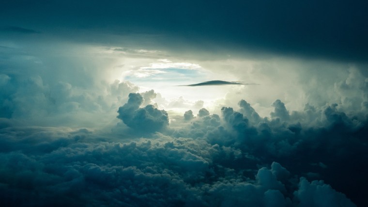 Storm clouds seen from above